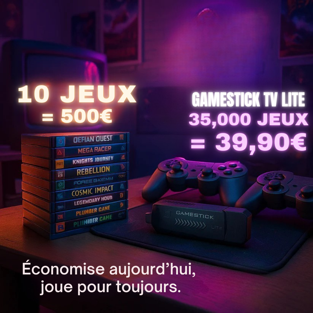 GameStick TV Lite – Console rétro + milliers de jeux intégrés